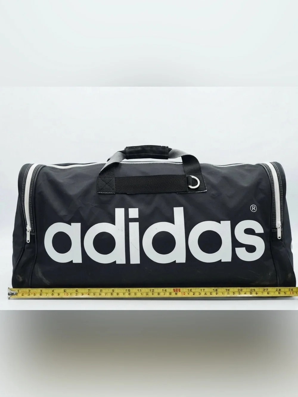 Vintage 90s Adidas Duffel Bag – Black/White Nylon – Taiwan - Rare